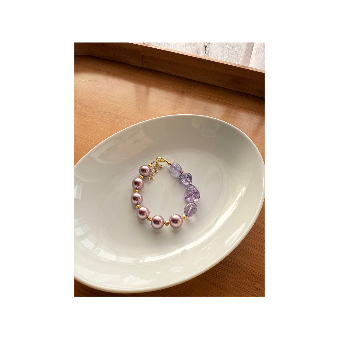real pearl n amethyst bracelet